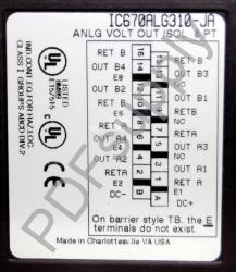 IC670ALG310 Analog Output, Voltage, 8 Channel, +/-10V, 0 to 10V IC670A IC670AL IC670ALG PDFsupply al