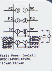 GE ST7641 RSTi Expansion Field Power Distribution module, 5, 24, 48, AC 10 Amp no LED status with mo